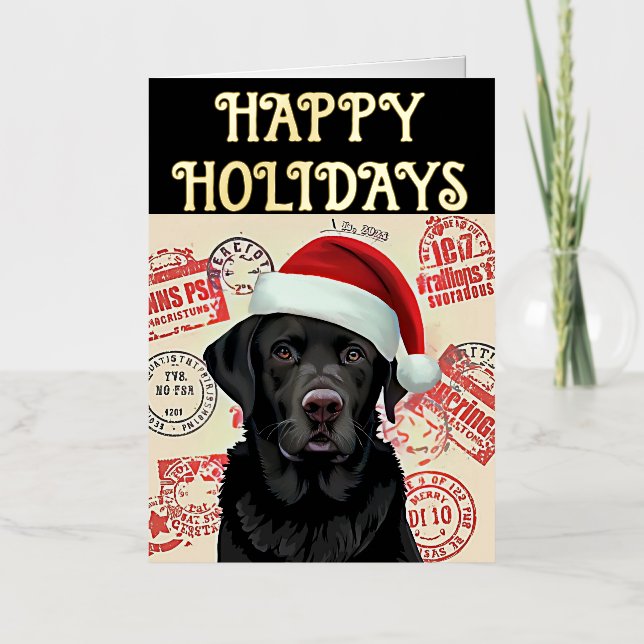 Carte De Vacances Métallisée Black lab christmas (Recto)