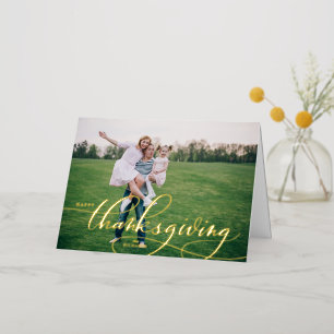 Carte De Vacances Métallisée Bon thanksgiving de calligraphie Whimsical Photo