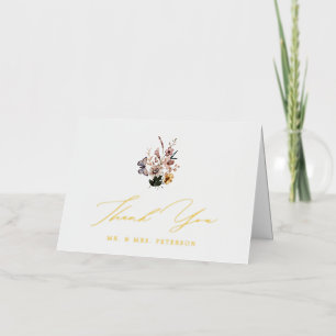 Carte De Vacances Métallisée Bouquet d'automne Fleur sauvage plié Merci Mariage