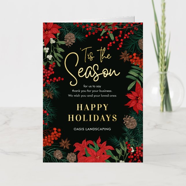 Carte De Vacances Métallisée Bright Blooms FOIL Business Holiday Card (Recto)