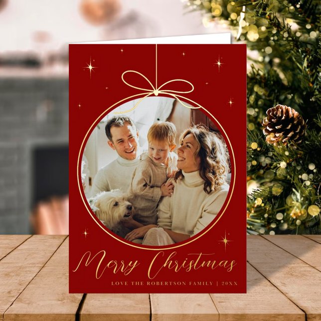Carte De Vacances Métallisée Cadres photo mode Noël Ornament Real (Créateur téléchargé)