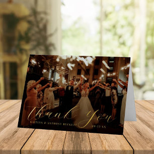 Carte De Vacances Métallisée Calligraphie Élégante Mariage Personnalisé Photo R