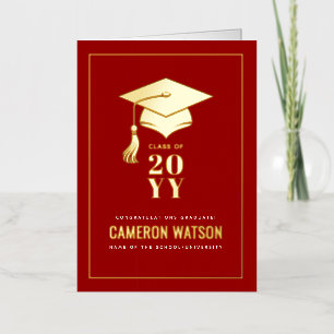 Carte De Vacances Métallisée Chapeau de remise des diplômes moderne personnalis