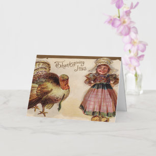 Carte De Vacances Métallisée Charming Thanksgiving Joy Turkey Festive