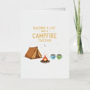 Carte De Vacances Métallisée Construire une vie et un feu de camp ensemble   Co