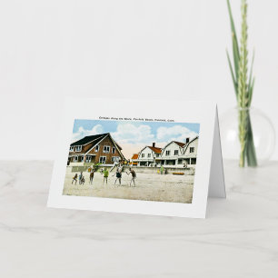 Carte De Vacances Métallisée Cottages le long de la Rive, Fairfield, Connecticu