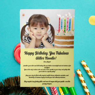Carte De Vacances Métallisée Cute Whimsical Floral Unicorn Anniversaire de enfa
