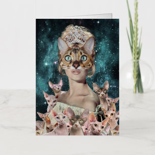 Carte De Vacances Métallisée Dame du chat