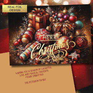 Carte De Vacances Métallisée Dessin à la craie Ornement de bonbons cadeau de No