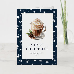 Carte De Vacances Métallisée Élégant chocolat chaud photo Joyeux Noël