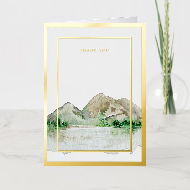 Carte De Vacances Métallisée Elégant Mariage de cadre en feuille d'or pressé (Recto)