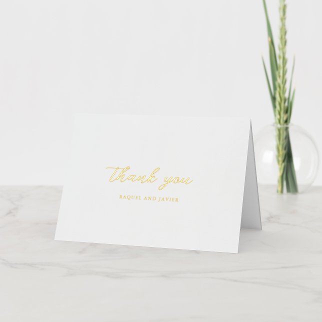 Carte De Vacances Métallisée Elegant Photo Classic Wedding Foil Thank You Card (Recto)