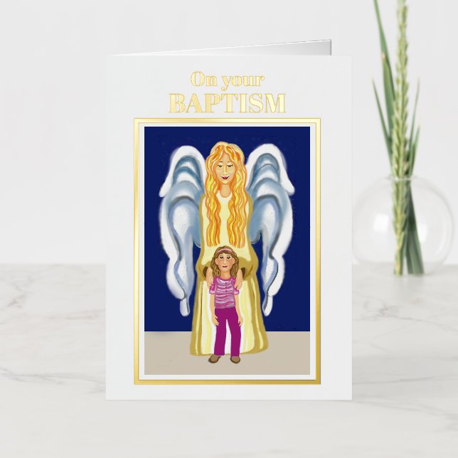 Carte De Vacances Métallisée Félicitations au baptême de fille (Recto)