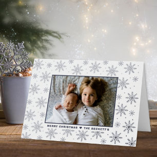 Carte De Vacances Métallisée Festif Noël Snowflakes Photo Real