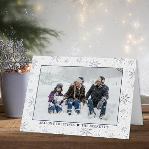Carte De Vacances Métallisée Festif Noël Snowflakes Photo Real