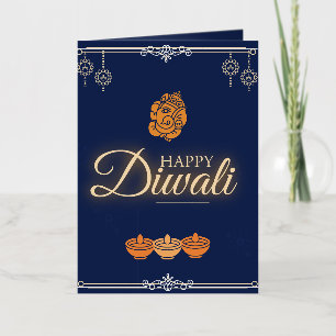 Carte De Vacances Métallisée Fête de Diwali