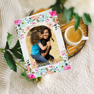 Carte De Vacances Métallisée Fête des mères florales espagnoles I Love You Mom 