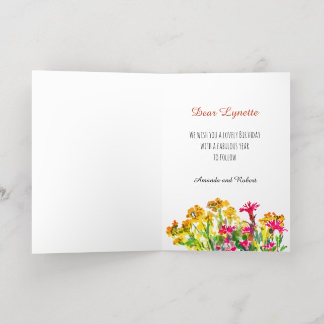 Carte De Vacances Métallisée Fleurs sauvages et un pied (Couchage intérieur)