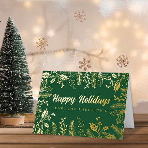 Carte De Vacances Métallisée Foliage de Noël branché Real