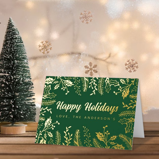 Carte De Vacances Métallisée Foliage de Noël branché Real (Créateur téléchargé)