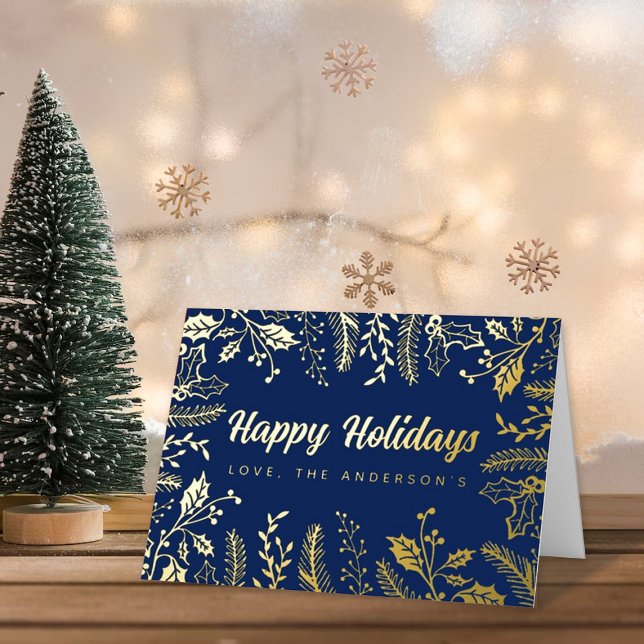 Carte De Vacances Métallisée Foliage de Noël branché Real (Créateur téléchargé)