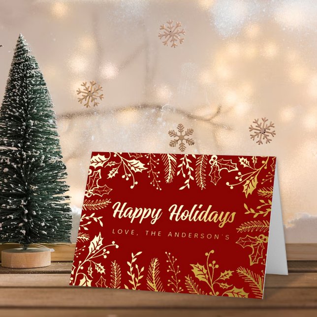 Carte De Vacances Métallisée Foliage de Noël branché Real (Créateur téléchargé)