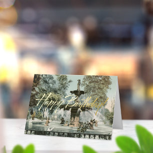 Carte De Vacances Métallisée Forsyth Fountain Savannah GA Anniversaire