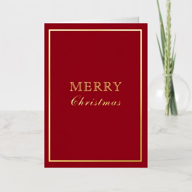Carte De Vacances Métallisée Français Macaron Joyeux Noël Rouge (Recto)