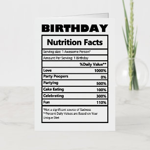 Carte De Vacances Métallisée Funny Birthday Nutrition Facts