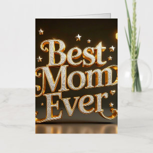 Carte De Vacances Métallisée Glam Gold Bling Meilleure maman jamais