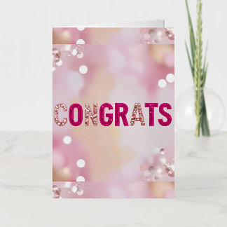 Carte De Vacances Métallisée Glam rose "Félicitations"