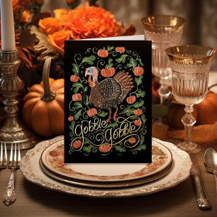 Carte De Vacances Métallisée Gobble Gobble Turquie Thankgiving