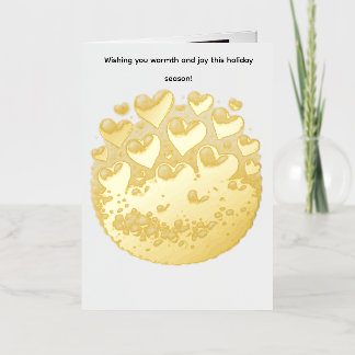 Carte De Vacances Métallisée Golden Hearts Burst Greeting Card