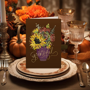 Carte De Vacances Métallisée Gratuit Thanksgiving Bouquet