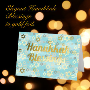 Carte De Vacances Métallisée Hanoukka personnalisé Elégant Moderne Gold Foil