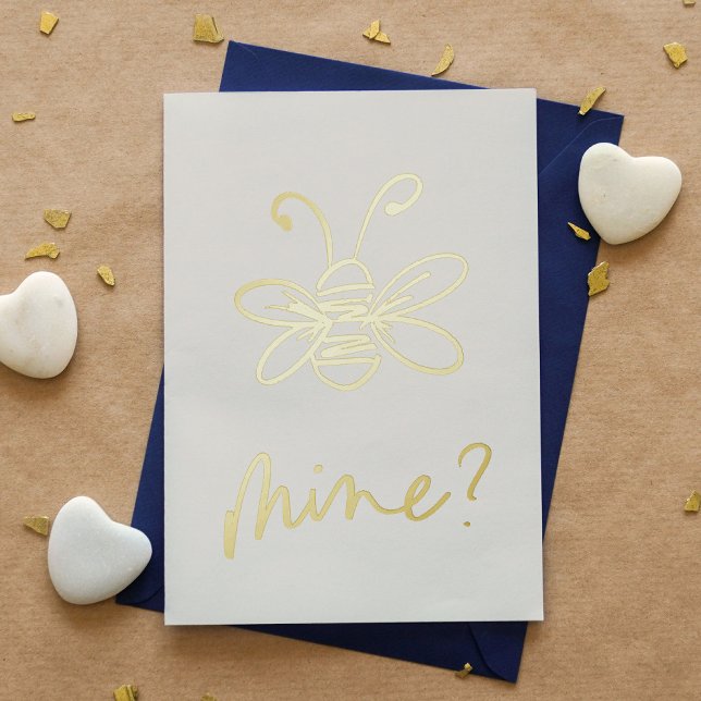 Carte De Vacances Métallisée Illustration de la mine d'abeilles Saint-Valentin (Bee Mine Illustration Valentine's Day Foil Greeting Card)