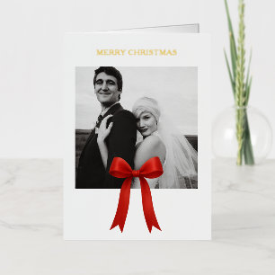 Carte De Vacances Métallisée Joli Red Bow photo Joyeux Noël