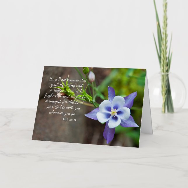 Carte De Vacances Métallisée Joshua 1:9 Colonne violette Fleur Blank Grey (Recto)
