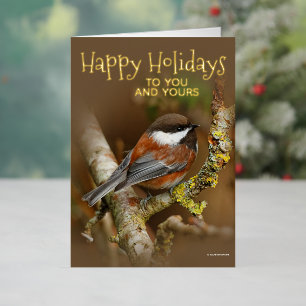 Carte De Vacances Métallisée Jours fériés de Noël au poulet à la châtaigne