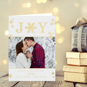 Carte De Vacances Métallisée "Joy" Snowflakes Noël Photo Real
