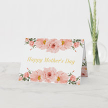Joyeuse Fête des Mères Fleurs Roses Photo Or