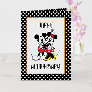 Carte De Vacances Métallisée Joyeux Anniversaire à Mickey & Minnie
