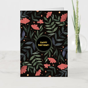 Carte De Vacances Métallisée Joyeux Anniversaire élégant jardin magique rétro