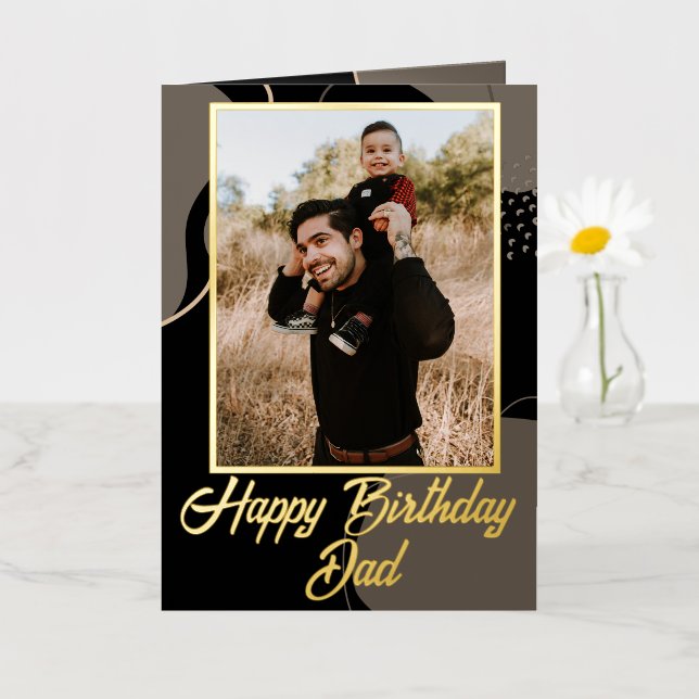 Carte De Vacances Métallisée Joyeux anniversaire papa photo personnalisée moder (Petite fleur)