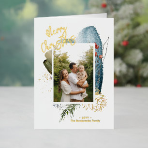 Carte De Vacances Métallisée Joyeux Noël Abstrait Fête de Noël Custom Photo Foi
