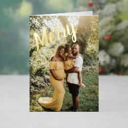 Carte De Vacances Métallisée Joyeux Noël Élégant 6 Photo Plié