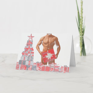 Carte De Vacances Métallisée Joyeux Noël SlipperyJoe rouge blanc argent cadeau