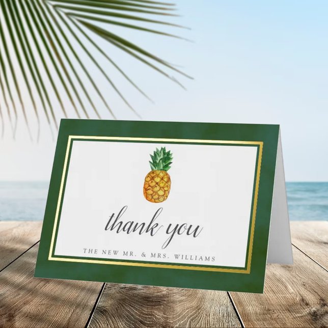 Carte De Vacances Métallisée La collection Mariage d'ananas tropicale Real (Créateur téléchargé)