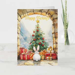 Carte De Vacances Métallisée Le lapin de Noël Joyeux jours fériés