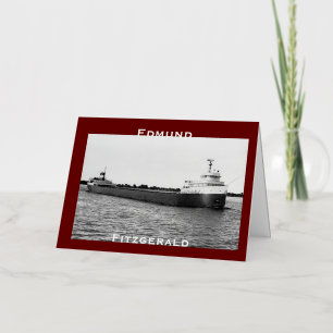 Carte De Vacances Métallisée L'Edmund Fitzgerald sur la rivière St. Clair (N&B)